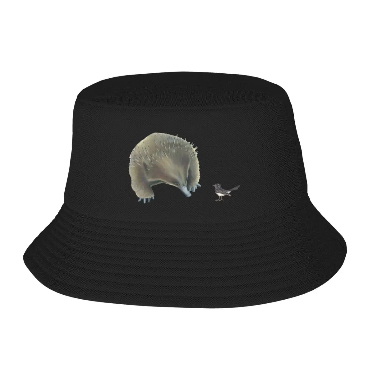 

New Echidna and Willie Wagtail Bucket Hat custom hats Snap Back Hat Men's Cap Women's