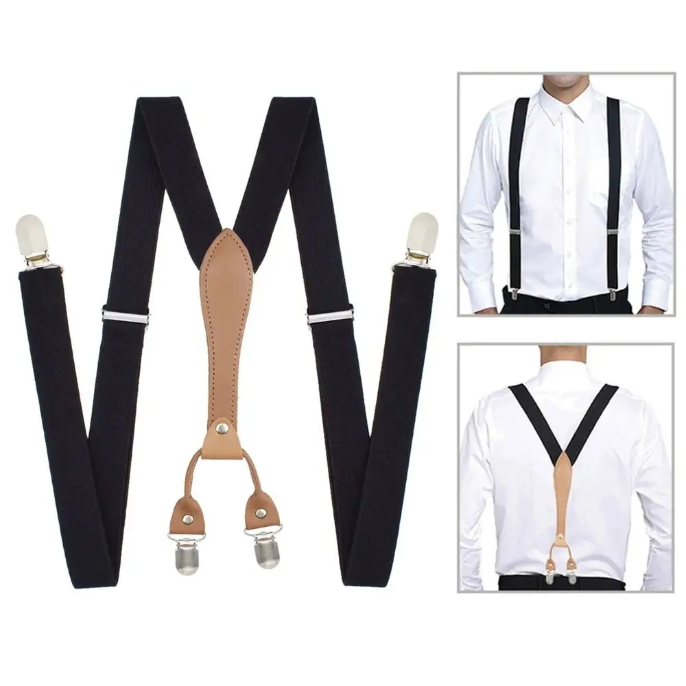 

Y Shape Braces Suspenders New Vintage Adjustable Trouser Straps Belt Wedding Party 4 Clips Elastic Braces Men Women