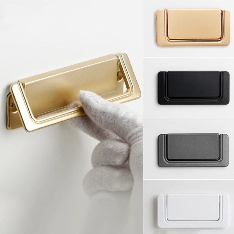 Cabinet Handles Simple Flat Concealed Buckle Drawer Invisible Gusset Aluminum Alloy