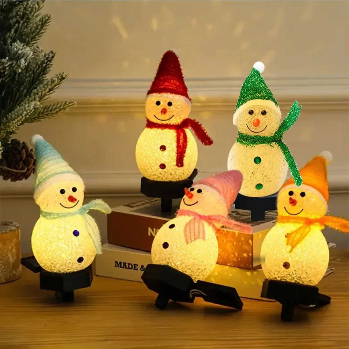 1/2pcs Christmas Snowman Solar Stake Light Outdoor Garden Waterproof Xmas Atmosphere Courtyard Lamp For Home Courtyard Decor