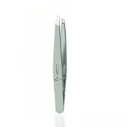 Colorful Stainless Steel Slanted Eyebrow Tweezers for Precision Hair Removal (Grayish green)