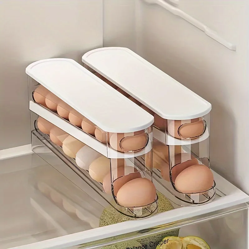 Rolling Egg Storage Box Refrigerator Side Door Storage Rack Kitchen Fresh-keeping Box Egg Box