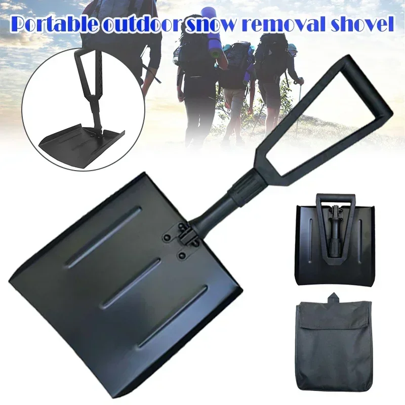 Aluminum Alloy Lightweight Foldable Snow Shovel for Camping Auto Emergency Non slip Snow Removal Tool Collapsible Portable 4