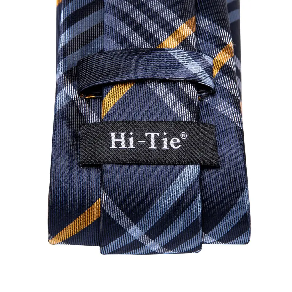 Designer-Hochzeitskrawatte für Herren, blau-weiß kariert, mit Manschettenknöpfen, rot-grau, modische Krawatte für Herren, Business-Party, Großhandel – Detail 9
