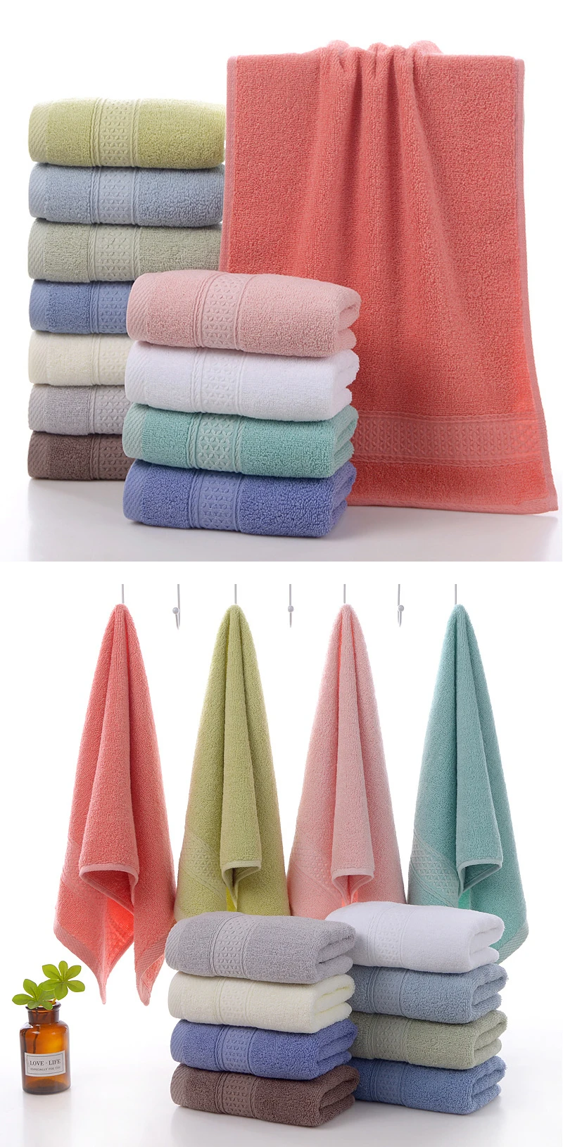 Description Picture 5 of itemPure cotton thickened household couple towel Not falling off soft absorbent adult large bath towel Daily face wash handkerchief