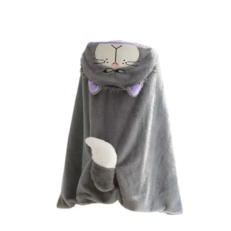 

Cartoon Cute Lucifer Hooded Cloak Blanket Student Shawl Padded Warm Nap Cloak Gifts Kids