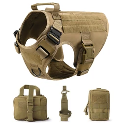 Tactical Training Dog Harness and Leash Set - M(15-30KG) (Brown 4 piece set)