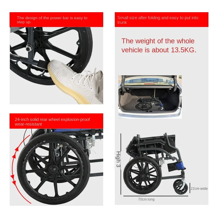 Wheel shoping cart chair folding is light and comfortable elderly Fabric for bedsore prevention paralysis disabled scooter