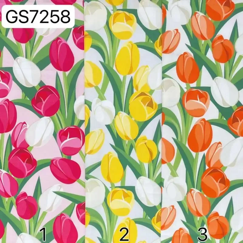 60pcs Pure Cotton Cartoon Tulip Printing Fabric DIY Handmade Fabric Children's Wear Block Printing