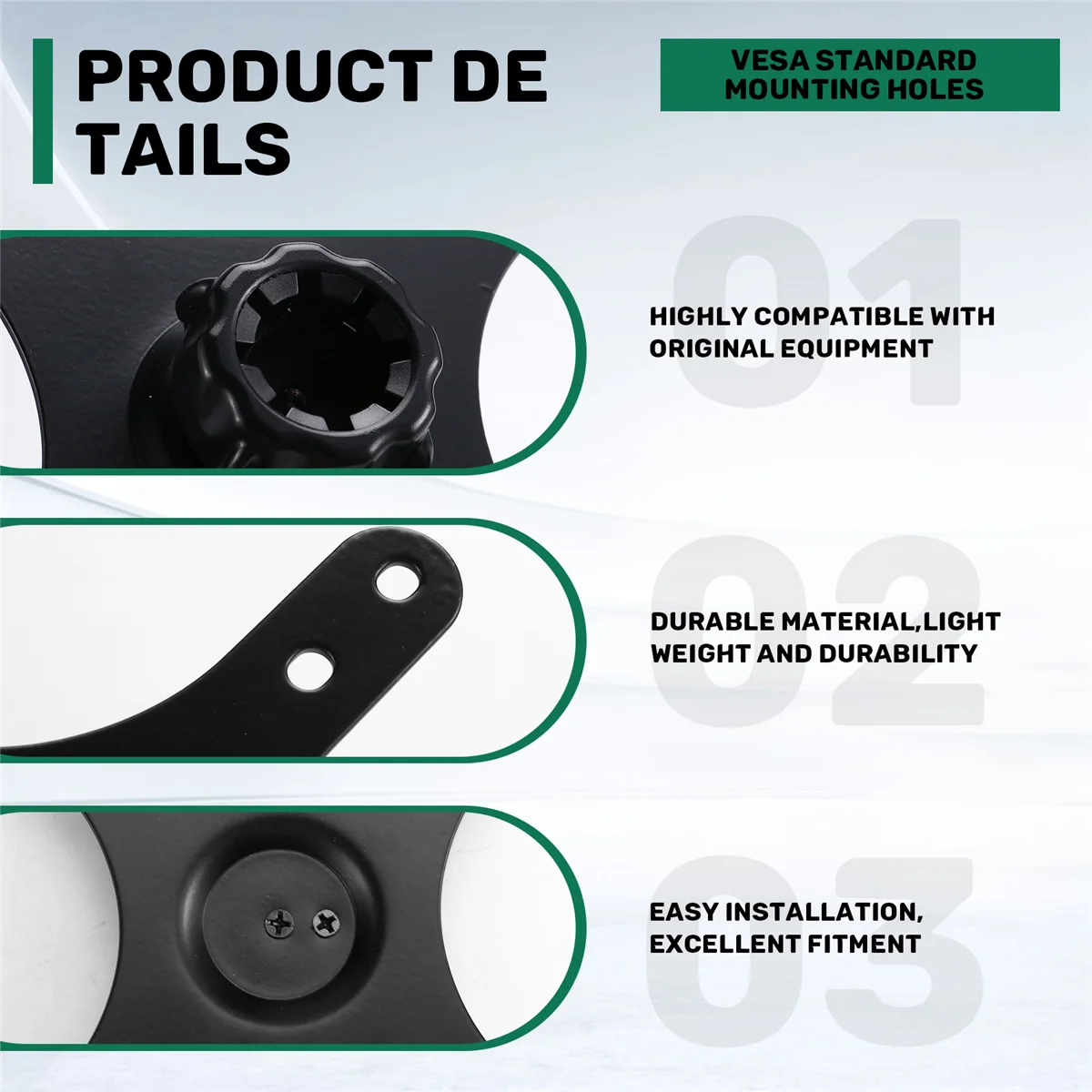 N167R 슈퍼 포터블 모니터 마운팅 어댑터 브래킷 플레이트, 17mm 볼 헤드에서 100x100mm 75x75mm, 벽걸이형 암 마운트 유니버설