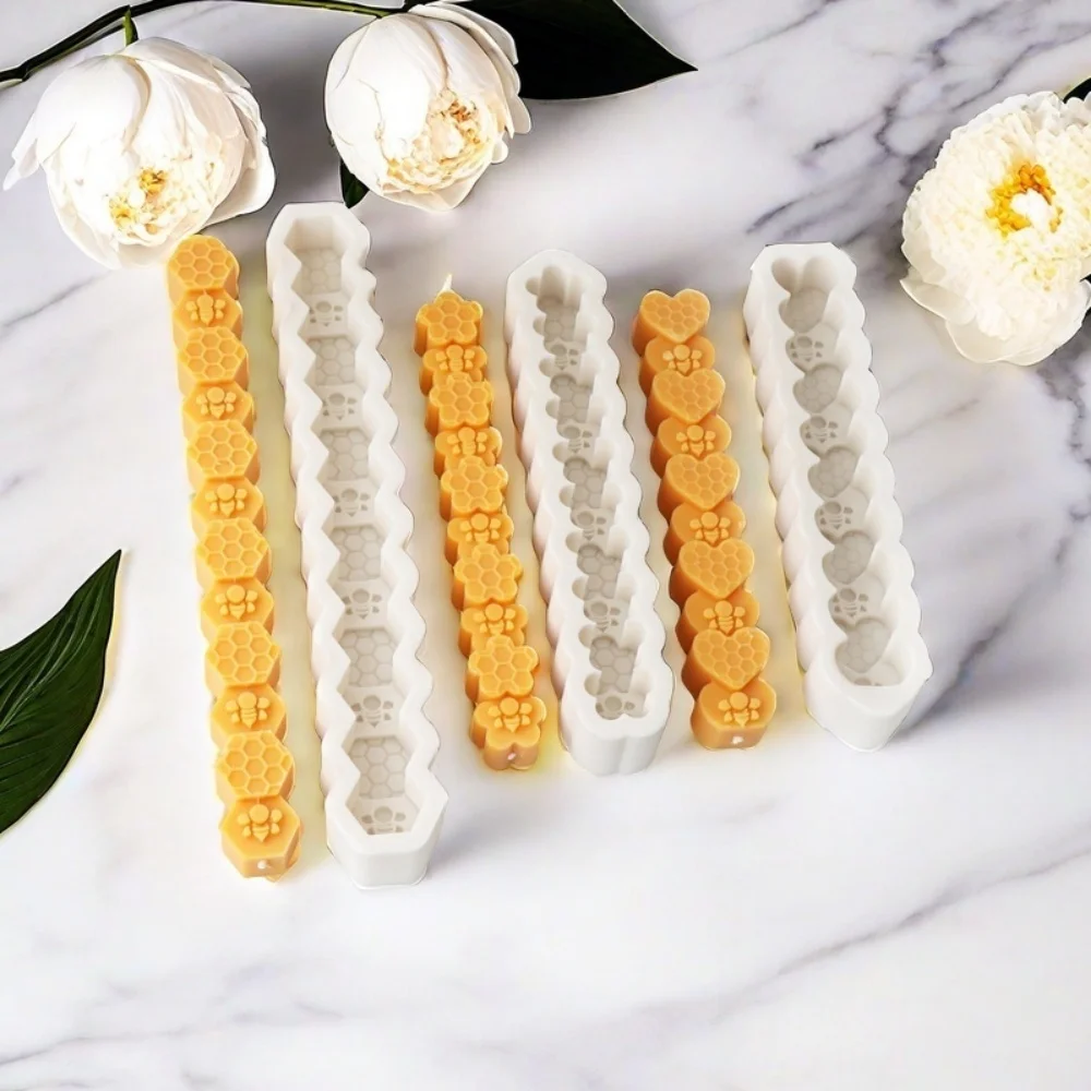 Bee Honeycomb Candle Molds Beehive Silicone Mould Pillar Heart Flower Hexagon Wax Making Handcraft Ornament