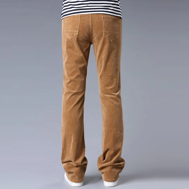 2023 Men's Autumn Spring Corduroy Boot Cut Pants Male Mid Waist Business Casual Flares Trousers 27-38 2