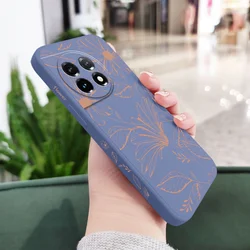 Line Pink Flower Liquid Silicone Phone Case - OnePlus 8 (Light Blue)