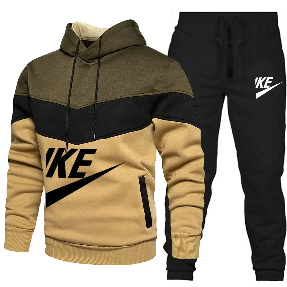 

2024New Men's Autumn Winter Sets Zipper Hoodie+Pants Pieces Casual Tracksuit Male Sportswear Brand Clothing Sweat Suit