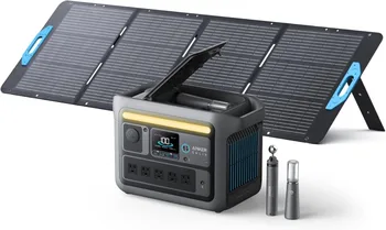 C800 Plus Portable Power Station with 200W Solar Panels 1200W (Peak 1600W) Solar Generator with Camping Lights 768Wh Battery 1