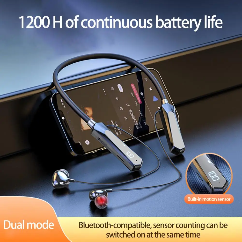 

Bluetooth Headphones Wireless Neckband Headset Retractable Earbuds Noise Cancelling Stereo Earphones For Workout Running Driving