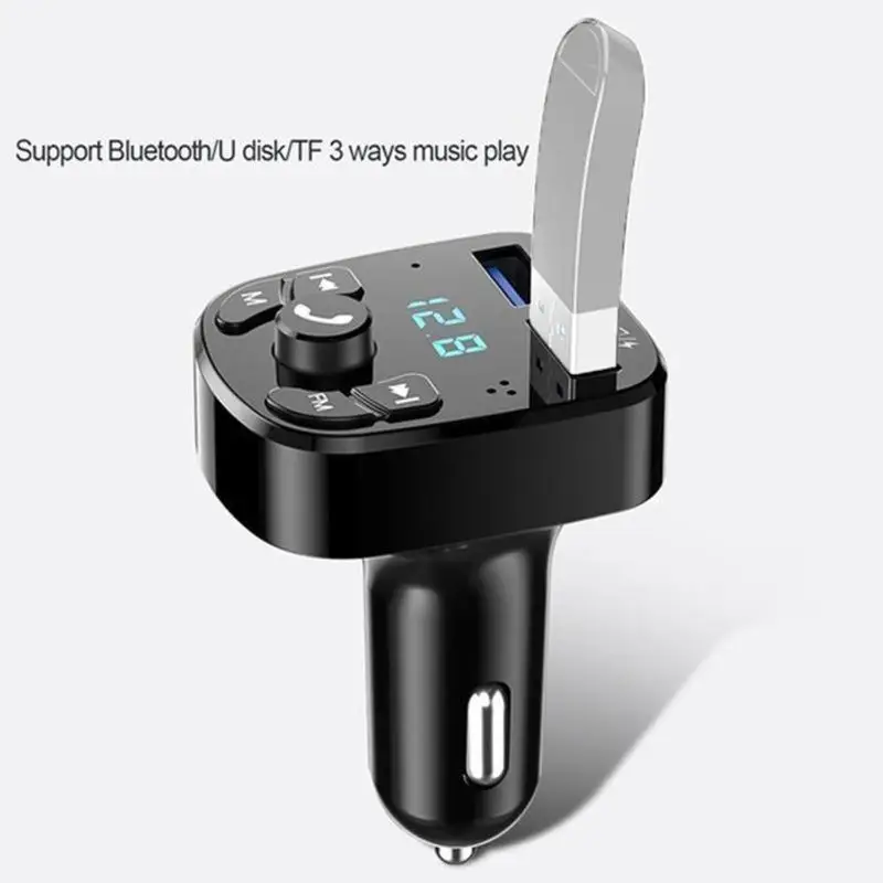 Émetteur FM Bluetooth Pour Voiture - 2 Ports USB (3.1A + 1A) + PD15W - Appels Mains Libres - Anneau LED RGB