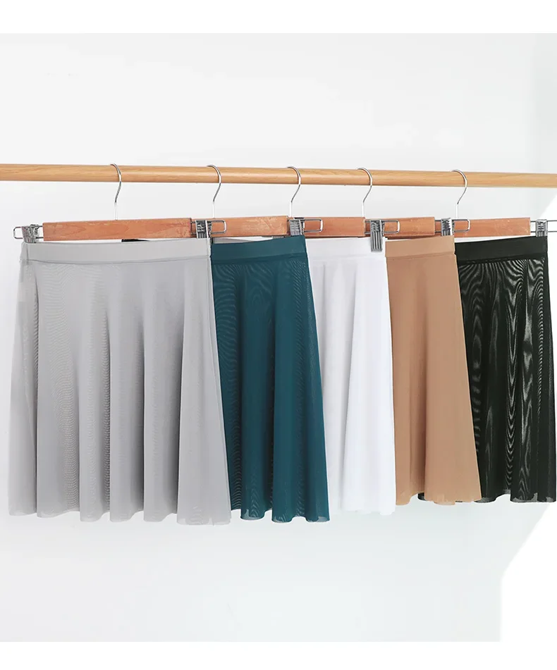 Frauen Ballett Tanz Rock Erwachsene Stretch Taille Mesh Tüll Wrap Praxis Training Tutu Röcke Tanz Tragen – Detail 14