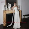 OLOEY Modern Simple A Line Wedding Dresses 2 pcs Strapless Scalf Satin Tulle Scalf Bridal Gowns Plus Size Robes Customized 1