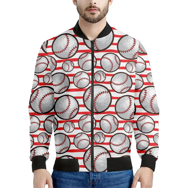 thumbnail image 1 of Chaqueta de béisbol con estampado 3D de moda para hombre, sudadera deportiva de gran tamaño, camisetas de manga larga, chaquetas de bombardero de calle con cremallera, abrigo, 1 of 5