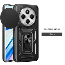 Shockproof Armor Case with Car Holder and Camera Lens Protection for POCO C61 (Black)
