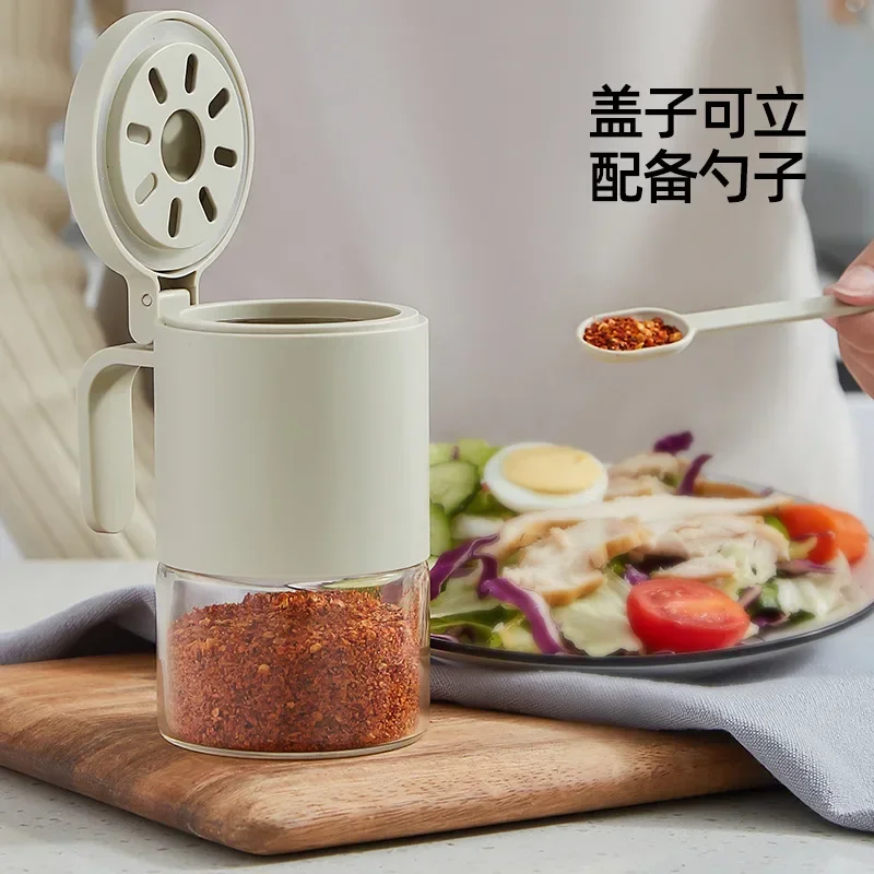 

Moisture-proof Seasoning Jar with Lid Spoon Glass Sealed Bottle Salt Chicken Essence Pepper Monosodium Glutamate Storage Tank