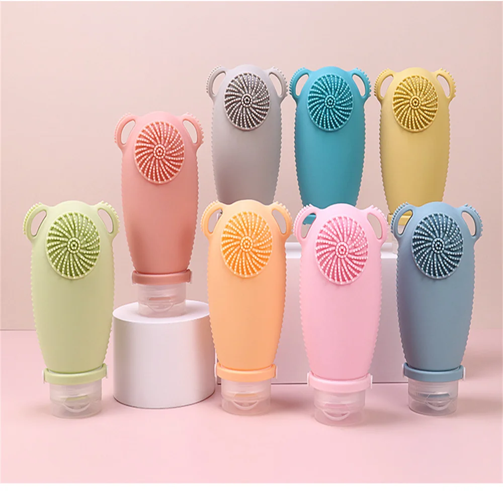 Multi-function Portable Face Wash Shampoo Cosmetic Toiletry Container Tube Facial Cleansing Brush Silicone Travel Bottle