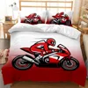 3D Cartoon Racing Motorcycle Print Duvet Cover Motocross Theme Quilt Cover for Kids Teen Boy Bedroom Duvet Cover with Pillowcase 5