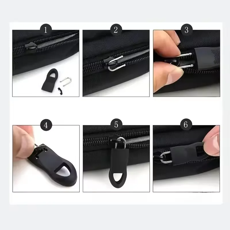 8Pcs Replacement Zipper Pull Puller End Fit Rope Tag Clothing Zip Fixer Broken Buckle Zip Cord Tab Bag Suitcase Backpack Tent