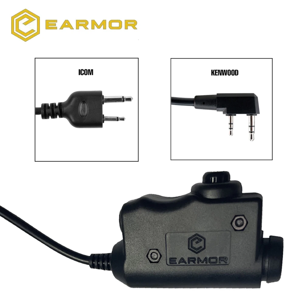 EARMOR Shooting Earmuffs PTT Adapter M51 Tactical Headphones PTT Kenwood ICOM Radio Interface Tactical Headphone Accessories