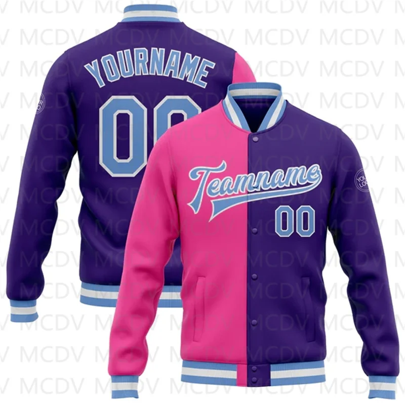 Custom Purple Gold-Black Bomber Full-Snap Varsity Letterman Two Tone Jacket