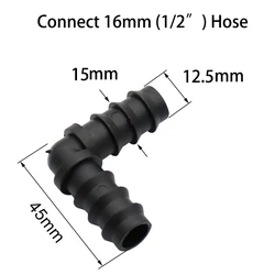 Barbed Elbow 90° Connector for Micro Irrigation and Garden Watering (16mm)
