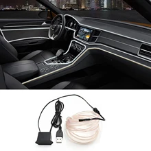 

5M/16FT Car Interior Lighting 12V Flexible Soft Tube USB El Wire Neon Glowing LED Car Light Strip Low-Power For Automotive