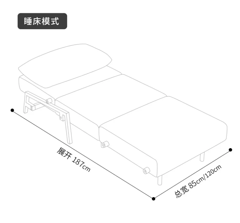 Sofa Bed, Foldable Single Push-pull Bed for Living Room, Study Room and Balcony, Retro Fabric Sofa for Small Apartment, Corduroy