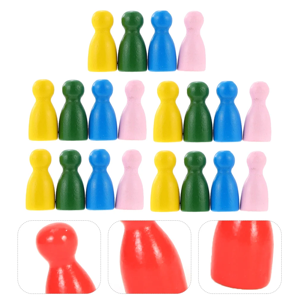 

32 Pcs Flying Chess Pieces Board Game Accessories Bulk Tokens Supplies Wood for Games Pawns Tabletop Component Markers