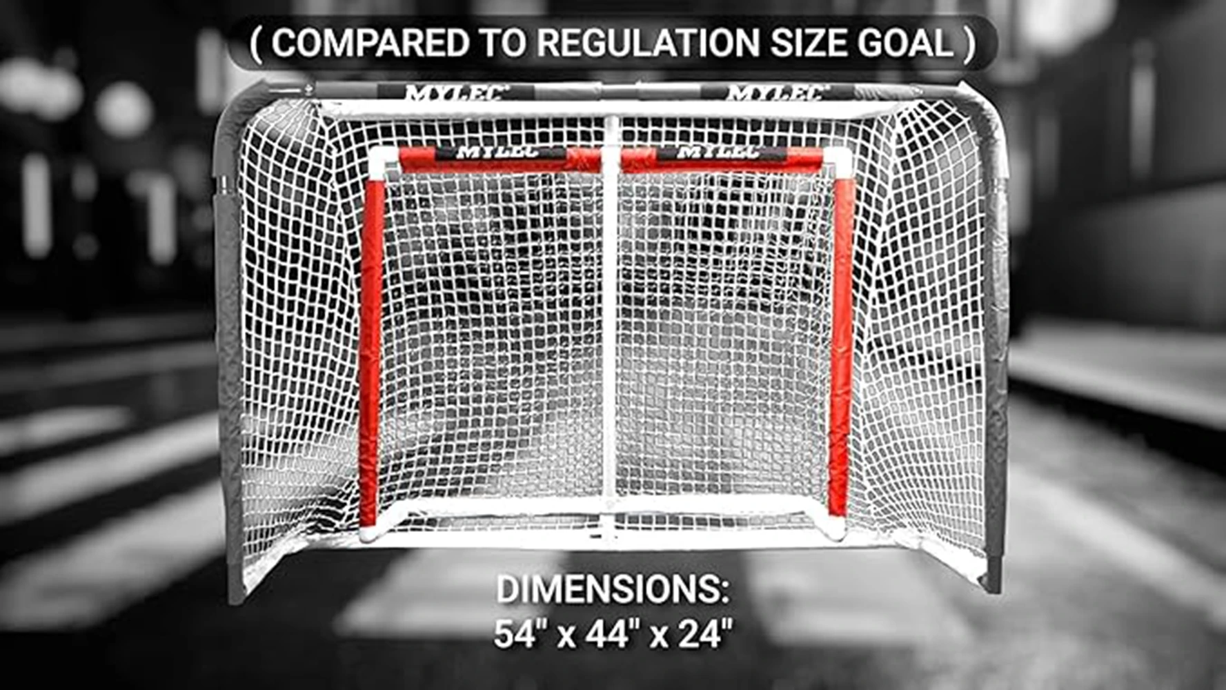 Mylec PVC Junior Hockey Folding Goal for Indoor + Outdoor (54 x 44 Inches)
