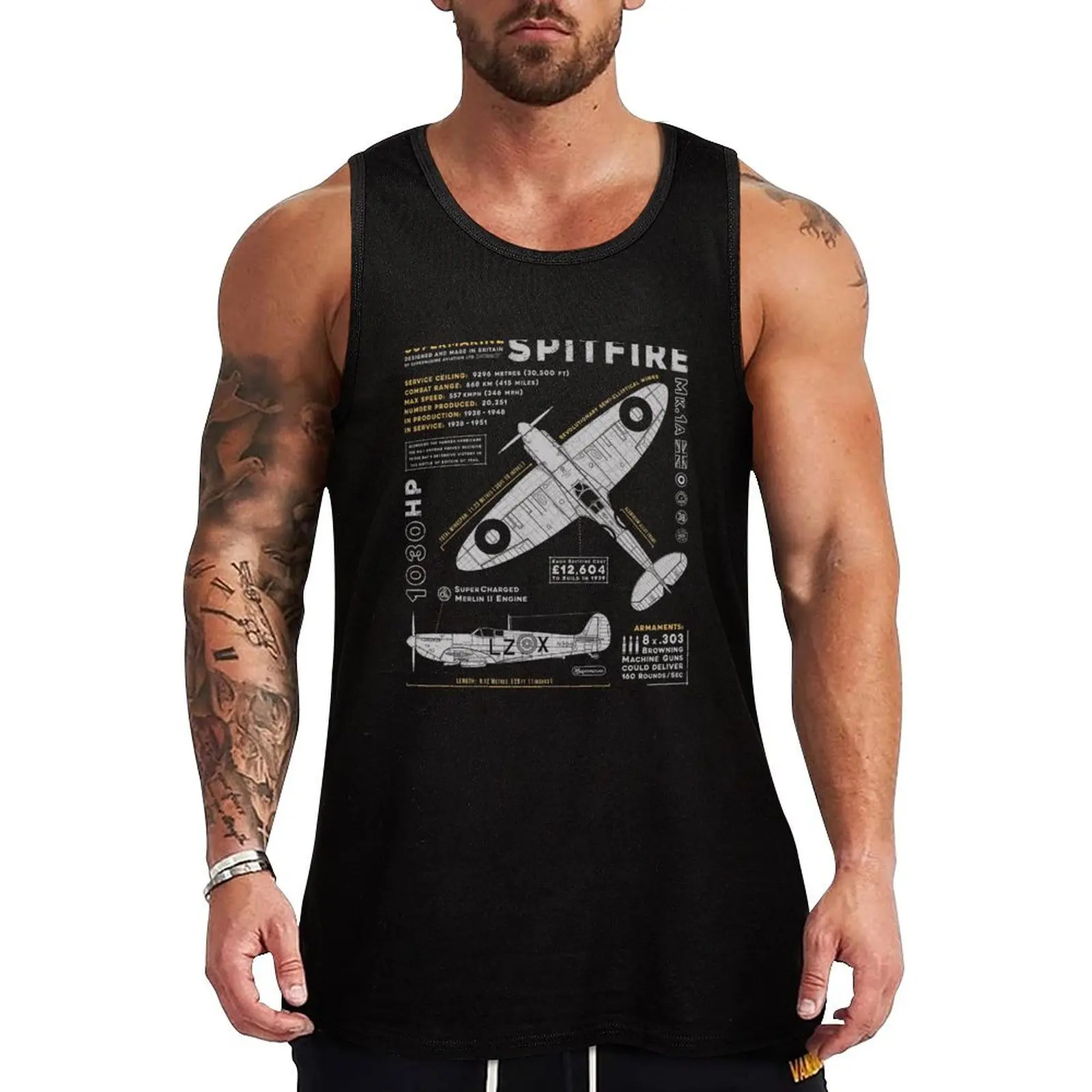 Supermarine Spitfire Tank Top tops t-shirts man anime gym basketball clothing