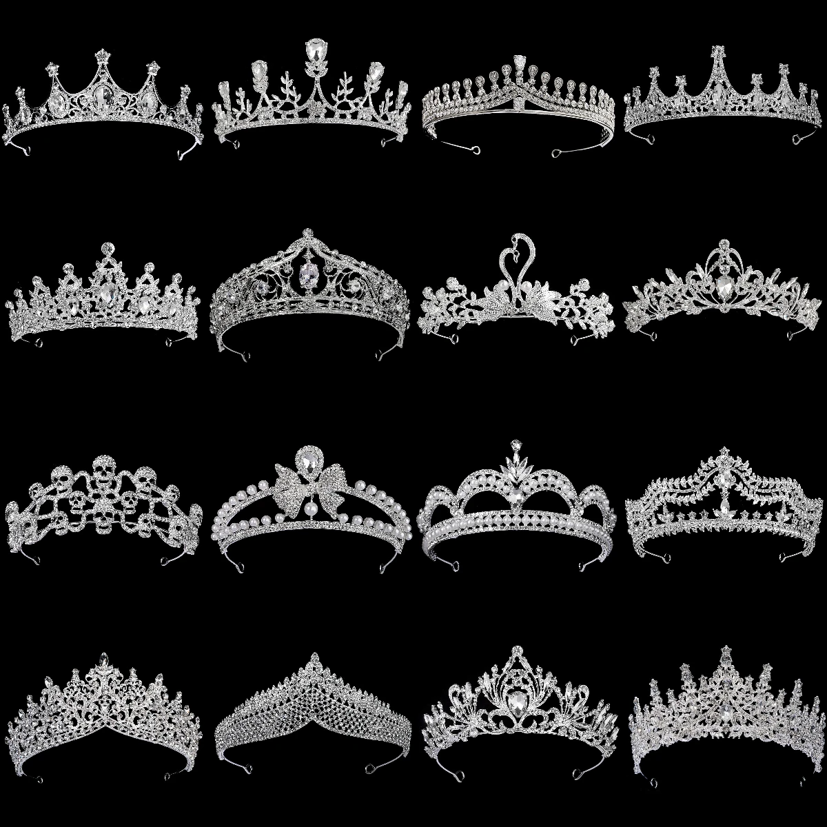 Silber Kristall Strass Prinzessin Kuchen Krone Braut Hochzeit Tiaras Geburtstag Party Mode Kopfschmuck Brautjungfer Geschenk für Frauen