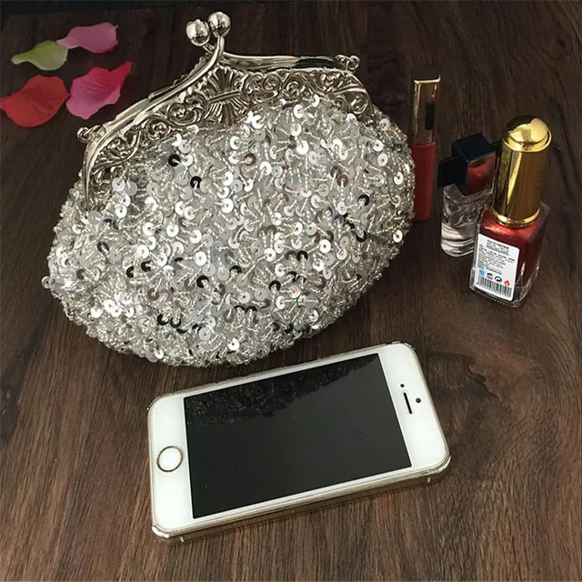 2022 New arrival Clutch Purse Silver Crystal Evening Bag Women Wedding Diamantes Party Bridal Handbags Gold Sky Blue WY06 2