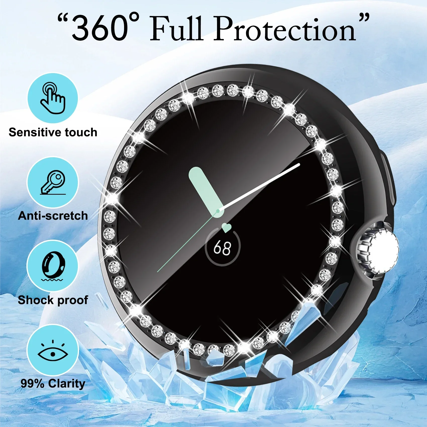 Elegant Diamond Bling 360° Full Screen Protector Case