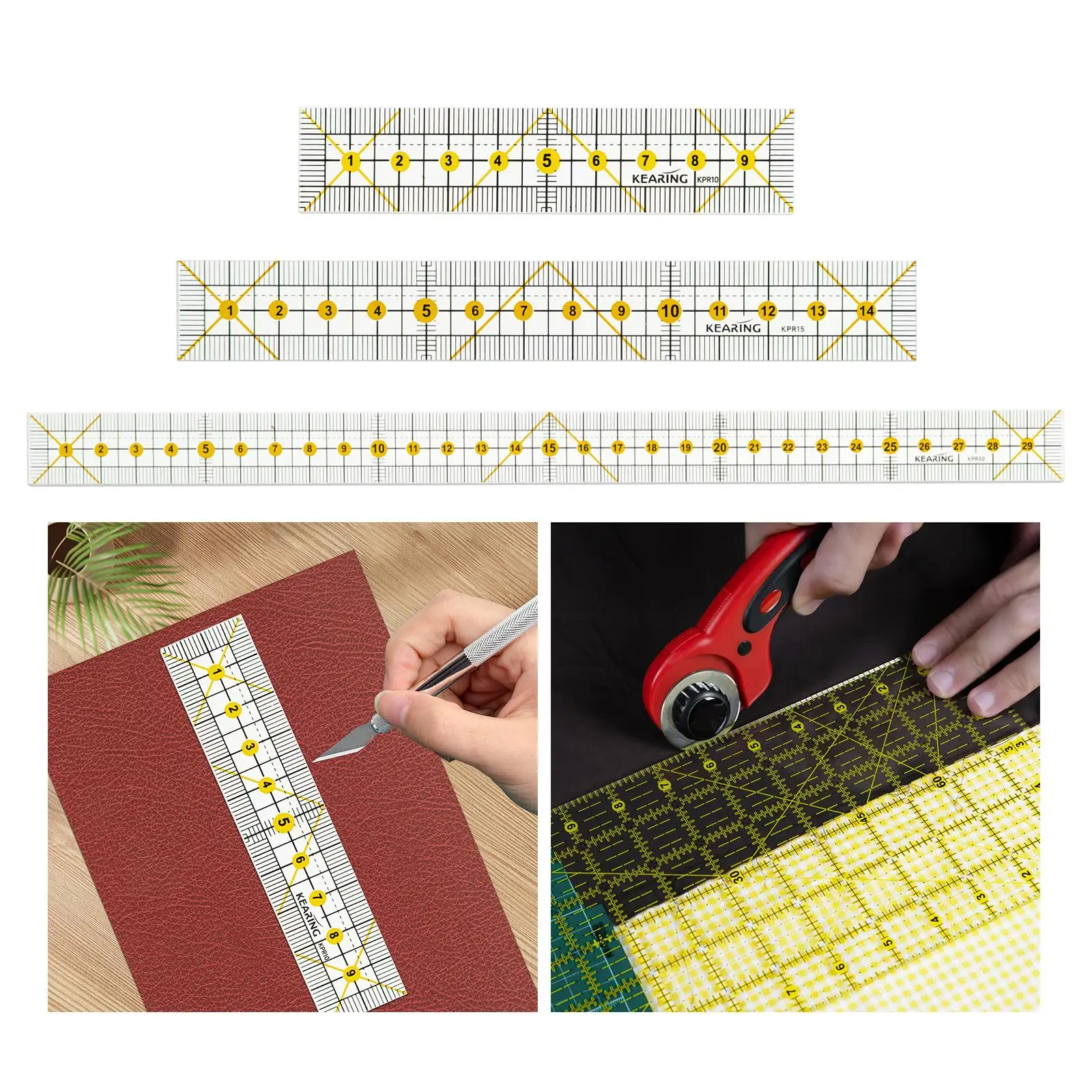 Quilting Ruler Clear Ruler Multi Purpose Household Sewing Ruler Tailor Patchwork Ruler for Embroidery Hobbyists DIY Apparel