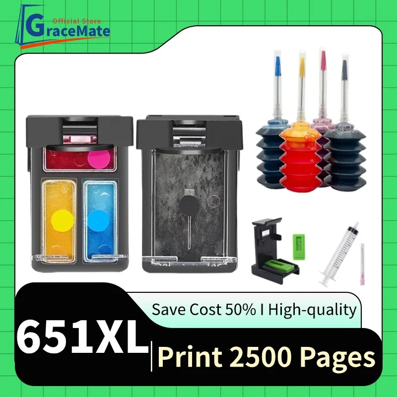 

Compatible 651XL Ink cartridge for Deskjet Ink Advantage 5575 5645 OfficeJet 202/202c/252/252c Printer Compatible hp651 Cartucho