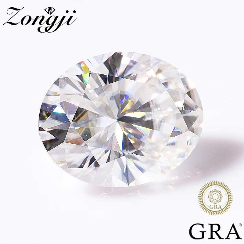 

ZONGJI Oval Cut Moissanite Loose Stone 0.3 To 8.0ct Super White D Colour VVS Grade with GRA Pass Diamond Tester Lab Gem Jewelry