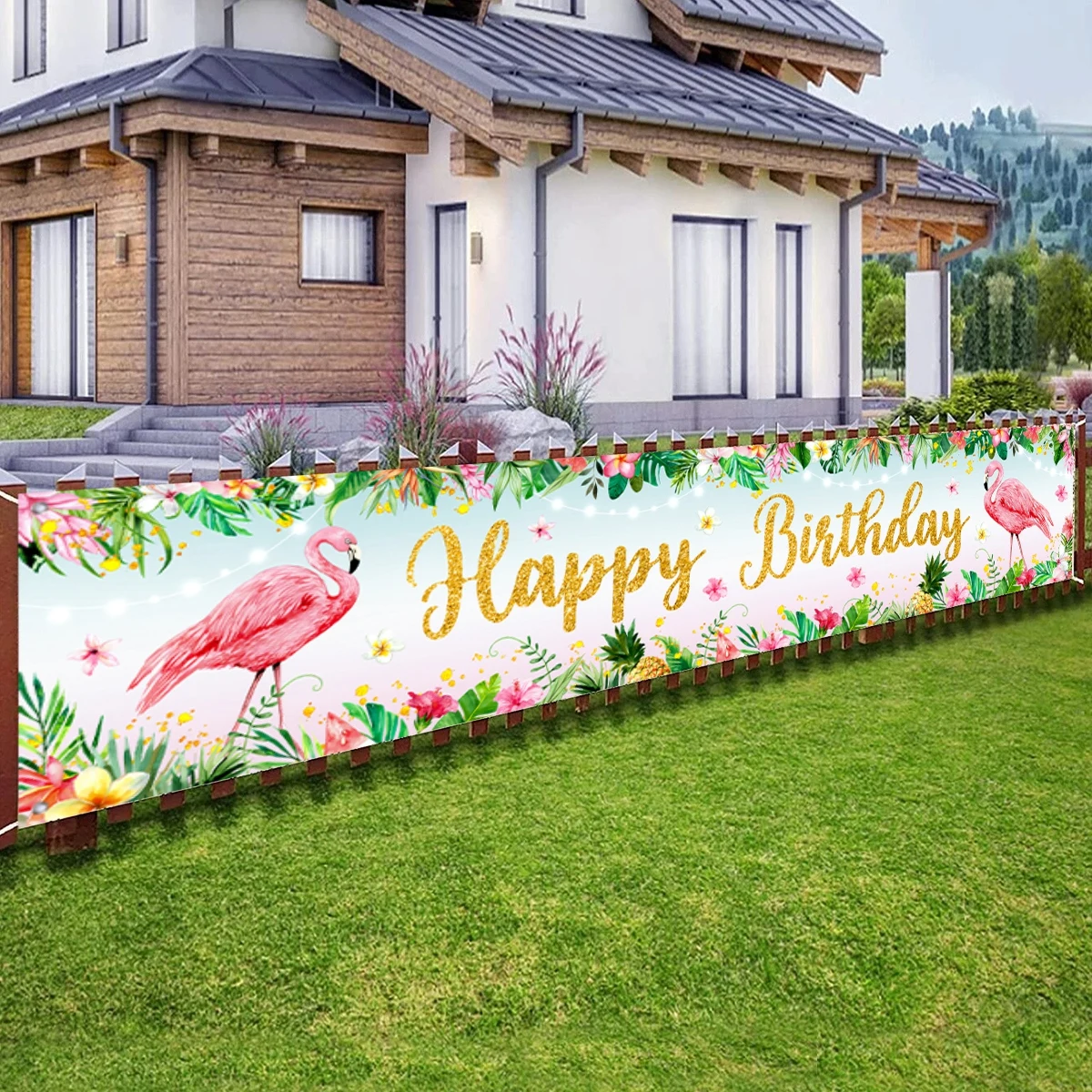 Description Picture 5 of itemHawaii Happy Birthday Banner Palm Leaf Holiday Summer Party Hawaii Party Supplies Hawaiian Tropical Party Decoration Banner