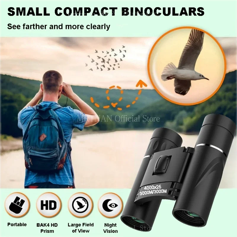 4000X25 Zoom Telescope Professional BAK4 HD Powerful Binoculars Long Range Portable Outdoor Folding FMC Binocular Camping Travel 3