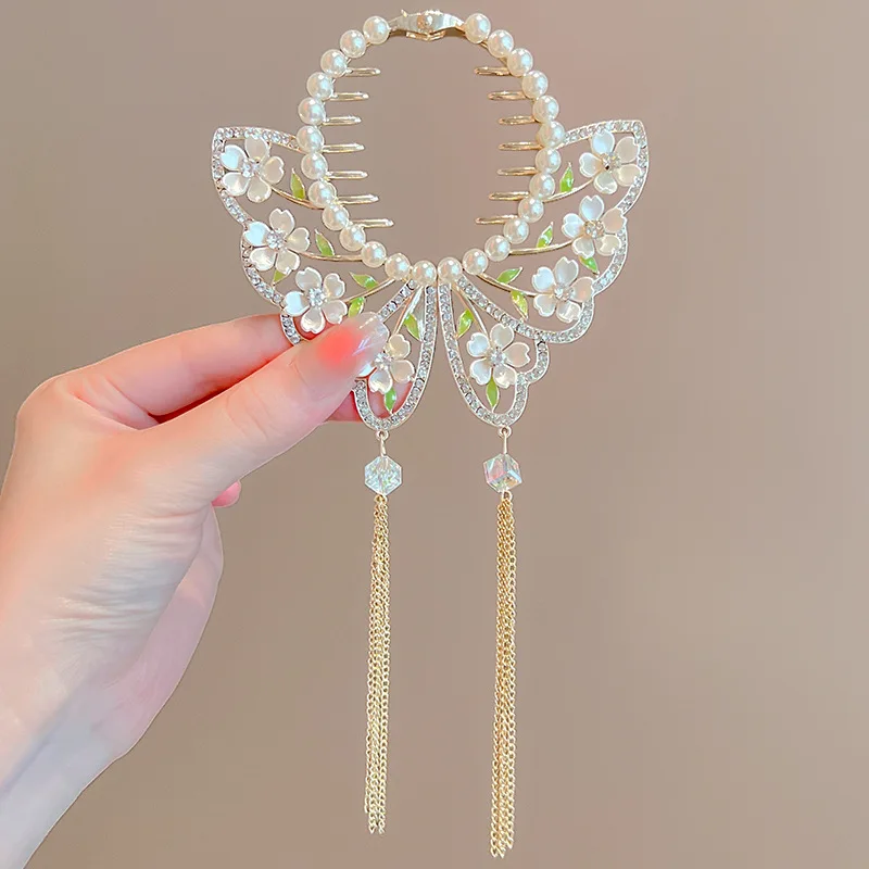 Damen-Haarspange mit Quasten und Strasssteinen, exquisiter Glitzer-Maruko-Stirnband, Haarspange, 2025, Valentinstagsgeschenk für Freundin, Ehefrau – Detail 39