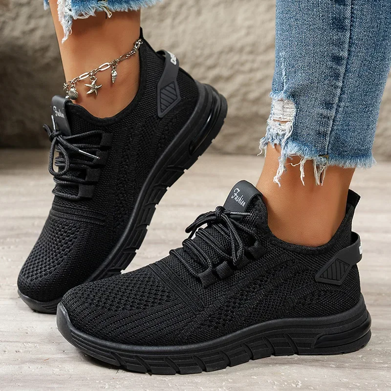 2025 Breathable White Sneakers for Women Soft Sole Lace Up Casual Sports Shoes Woman Comfortable Mesh Walking Shoes Female