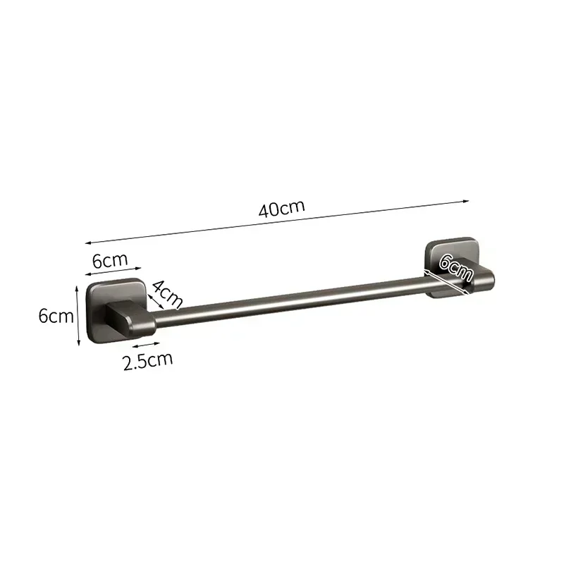 New 40CM Bathroom Towel Holder White Without Drilling Bathroom Black Towel Rack Bar Self-Adhesive