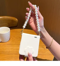 Pearl Chain Shockproof Case - New Fashion High - Value Full Coverage Anti - Drop Cover - Xiaomi Mix Flip (WHITE)
