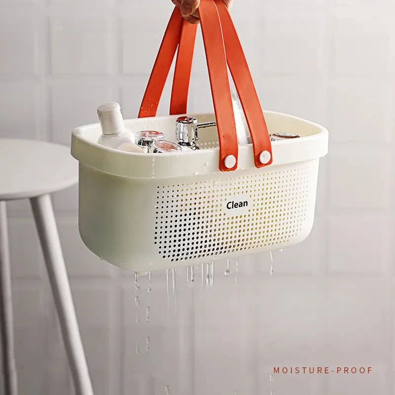 Handheld Shower Basket in the Bathroom Portable Storage Student Wash Bath Basket Hollow Dirty Clothes Basket Plastic Bath Basket